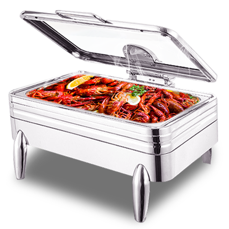 Rectangular luxury glass visible cover hydraulic dining stove/304 stainless steel Buffet stove