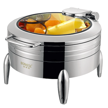 Circular luxury glass visible cover hydraulic dining stove/stainless steel Buffet stove