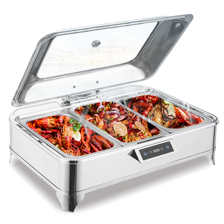 BONAISI Rectangular Luxury Induction Buffet Stove Integrated Electric 304 Stainless Steel Breakfast Buffet Stove